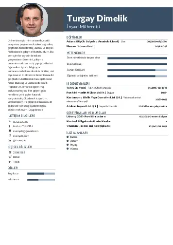 İnşaat Mühendisi Cv Örnekleri cv indir
